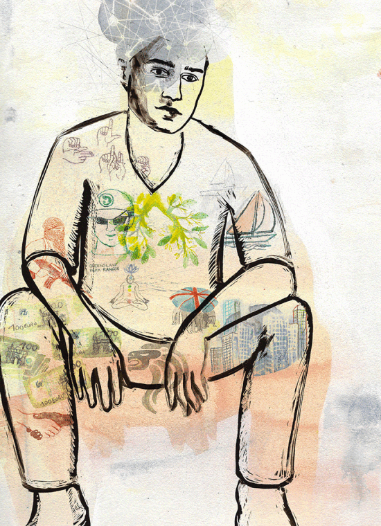 Illustration pour le poster central de l'hebdomadaire papier Le1 - 2014